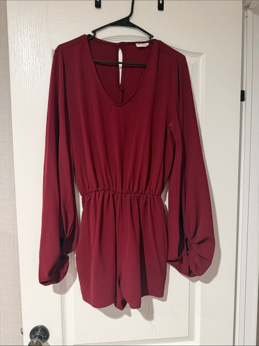 Wine Red Long Sleeve Romper